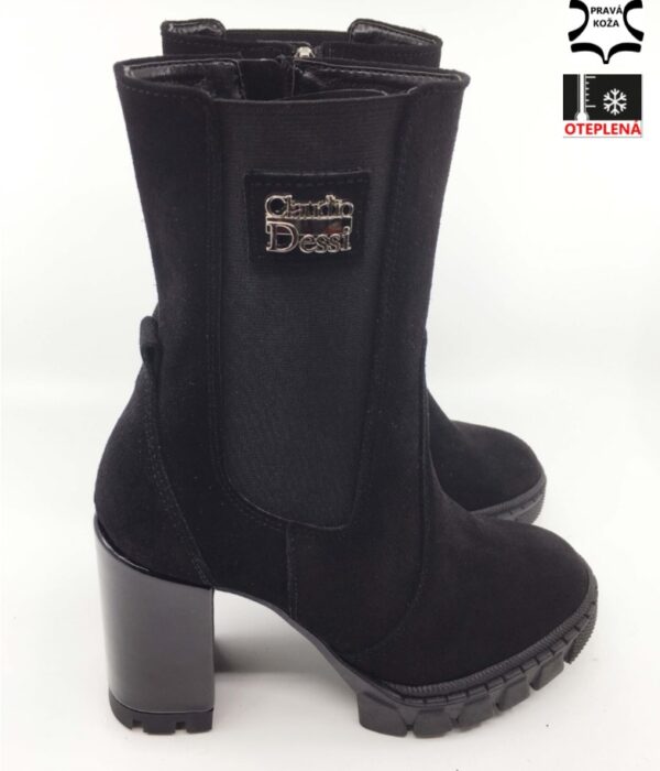 CD 5664  kotníková čižma na hrubej podošve/ 10cm-2cm vpredu /koža