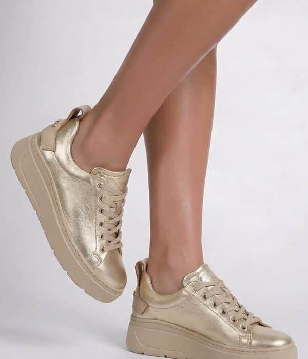 Monza - zlato - béžová kožená teniska