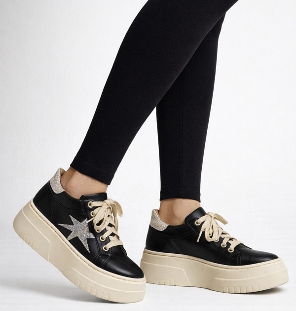 Perla di asterix - čierna kožená teniska